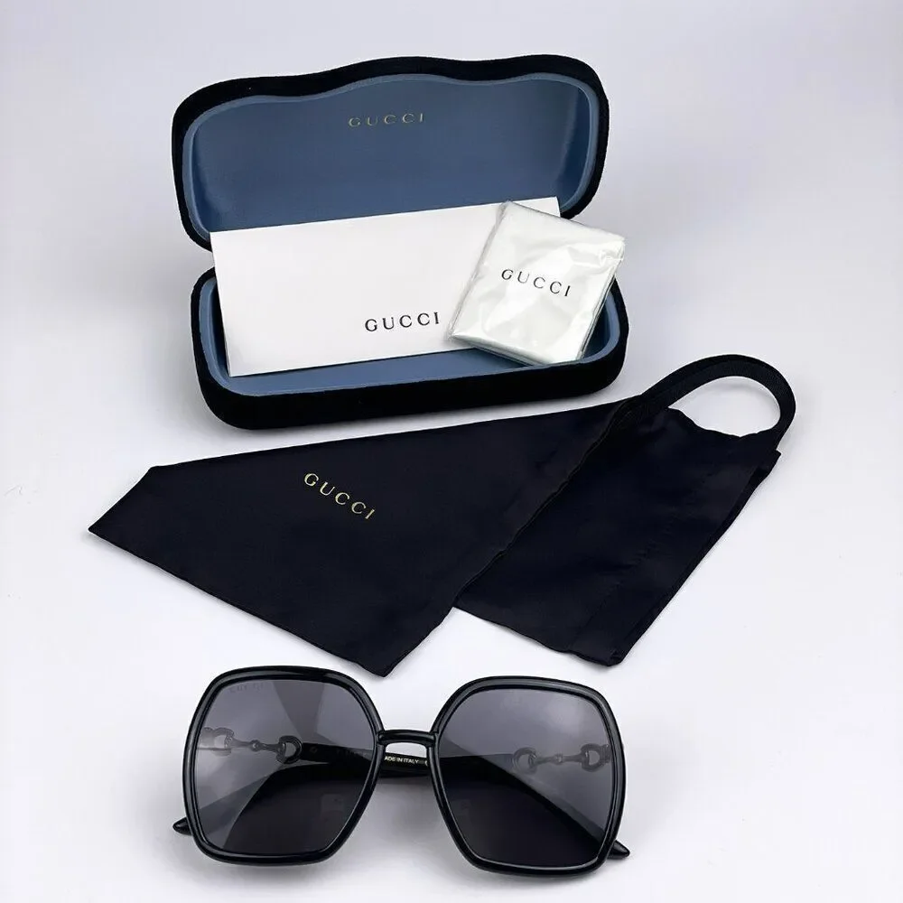 SALE! NEW Gucci GG0890S 001 Black Grey Square Oversized Women Sunglasses - Picture 11 of 11